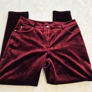 NY Collection Velvet Pants 14 Women's Burgundy Vintage Pants